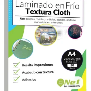 Laminado En Frío Texturado Cloth 50 Hojas A4 Transparente