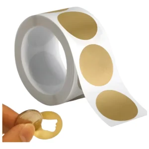 Pack 100 Etiquetas Adhesivas Redondas Para Raspar 2,5 Cm Dorado Oscuro